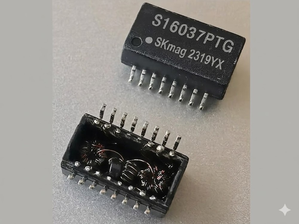 百兆SMD网络变压器工业级POE 16PIN S16037PTG